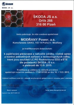 Udělení kvalifikace společností ŠKODA JS a.s.